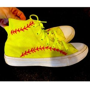 Softball converse lunarlon neon custom shoes